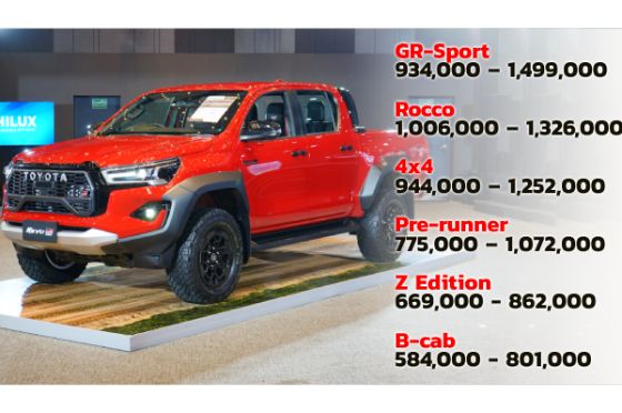 ราคา 2024 Toyota Hilux Revo ปรับโฉมยูโร 5 รุ่นท็อป GR-Sport ยกสูงเพิ่มแรงม้า 1.499 ล้านบาท